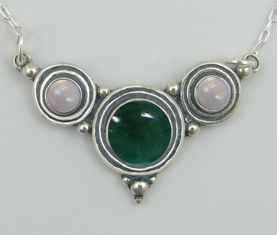 Sterling Silver Necklace Fluorite And Rainbow Moonstone